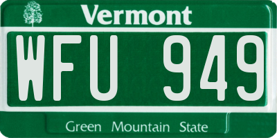 VT license plate WFU949