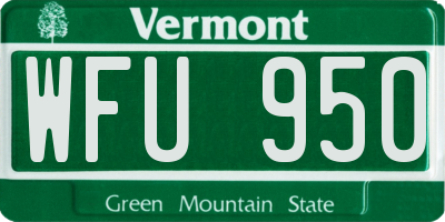 VT license plate WFU950