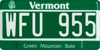VT license plate WFU955