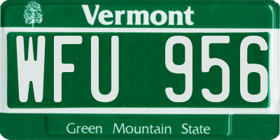 VT license plate WFU956