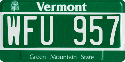 VT license plate WFU957