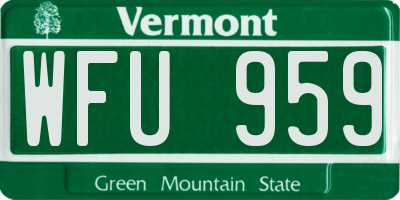 VT license plate WFU959