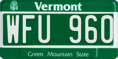 VT license plate WFU960