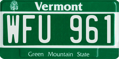 VT license plate WFU961