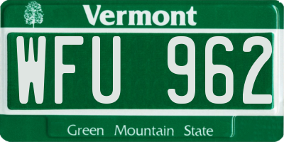 VT license plate WFU962