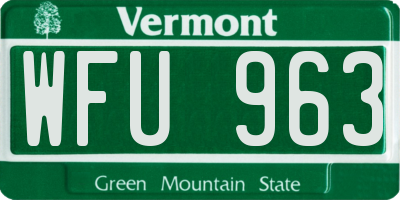 VT license plate WFU963