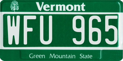 VT license plate WFU965