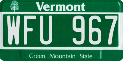 VT license plate WFU967