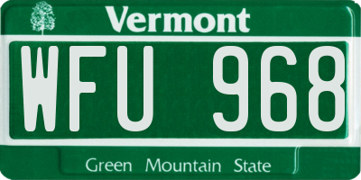 VT license plate WFU968