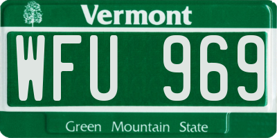 VT license plate WFU969