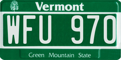 VT license plate WFU970