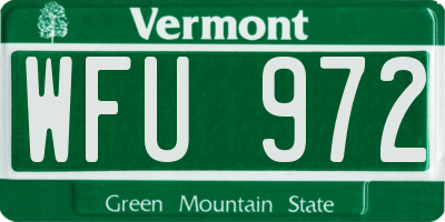 VT license plate WFU972