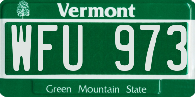 VT license plate WFU973