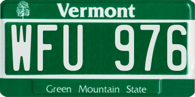 VT license plate WFU976