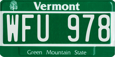 VT license plate WFU978