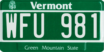 VT license plate WFU981