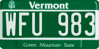 VT license plate WFU983