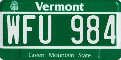 VT license plate WFU984