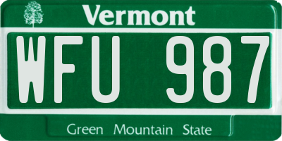 VT license plate WFU987