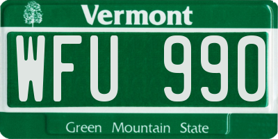 VT license plate WFU990