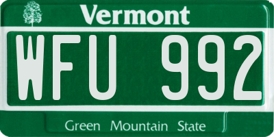 VT license plate WFU992