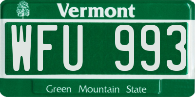VT license plate WFU993