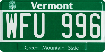 VT license plate WFU996