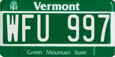 VT license plate WFU997