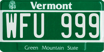 VT license plate WFU999
