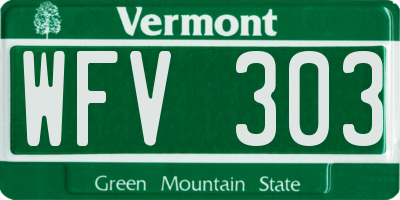 VT license plate WFV303
