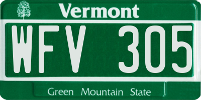 VT license plate WFV305