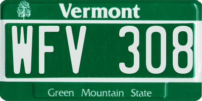 VT license plate WFV308