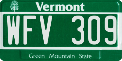 VT license plate WFV309