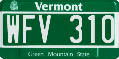 VT license plate WFV310