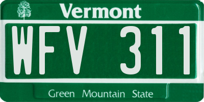 VT license plate WFV311