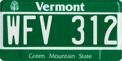VT license plate WFV312