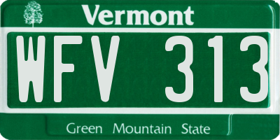 VT license plate WFV313