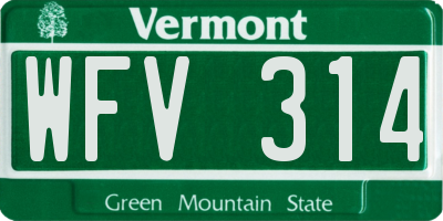 VT license plate WFV314