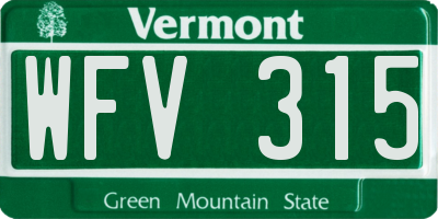 VT license plate WFV315