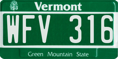 VT license plate WFV316