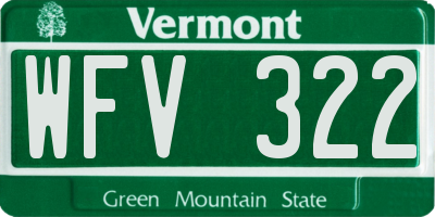 VT license plate WFV322