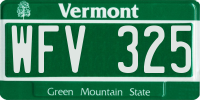 VT license plate WFV325