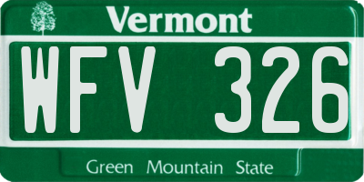 VT license plate WFV326