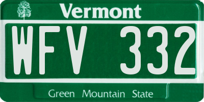 VT license plate WFV332