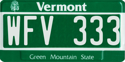 VT license plate WFV333