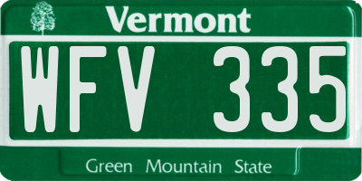 VT license plate WFV335