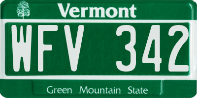 VT license plate WFV342