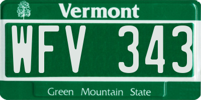 VT license plate WFV343