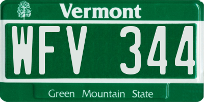 VT license plate WFV344