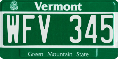 VT license plate WFV345